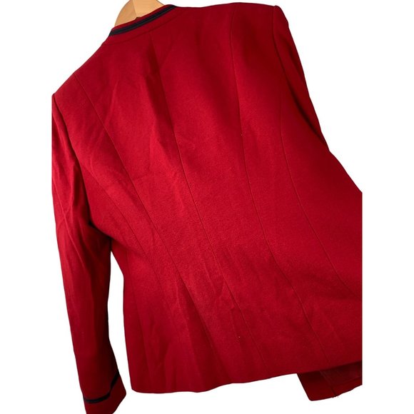 Kasper for Dillards Red Blazer Size 12 Lined 5 Button Stand Collar Holiday 6618 - Picture 10 of 14